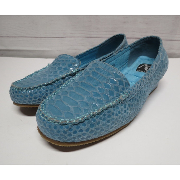 AJ Valenci Faux Snakeskin Wedge Leather Loafers Slip On Shoes Sz 8W - Picture 1 of 11